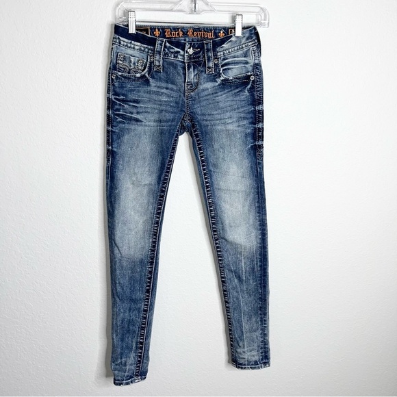 Rock Revival Denim - Rock Revival Jeans Women 24 Alivia Skinny Jean Embroidered Pocket B27